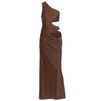 Damen Körperbetontes Maxikleid mit asymmetrischem Schnitt und exklusiven Cut-Out-Details R&B