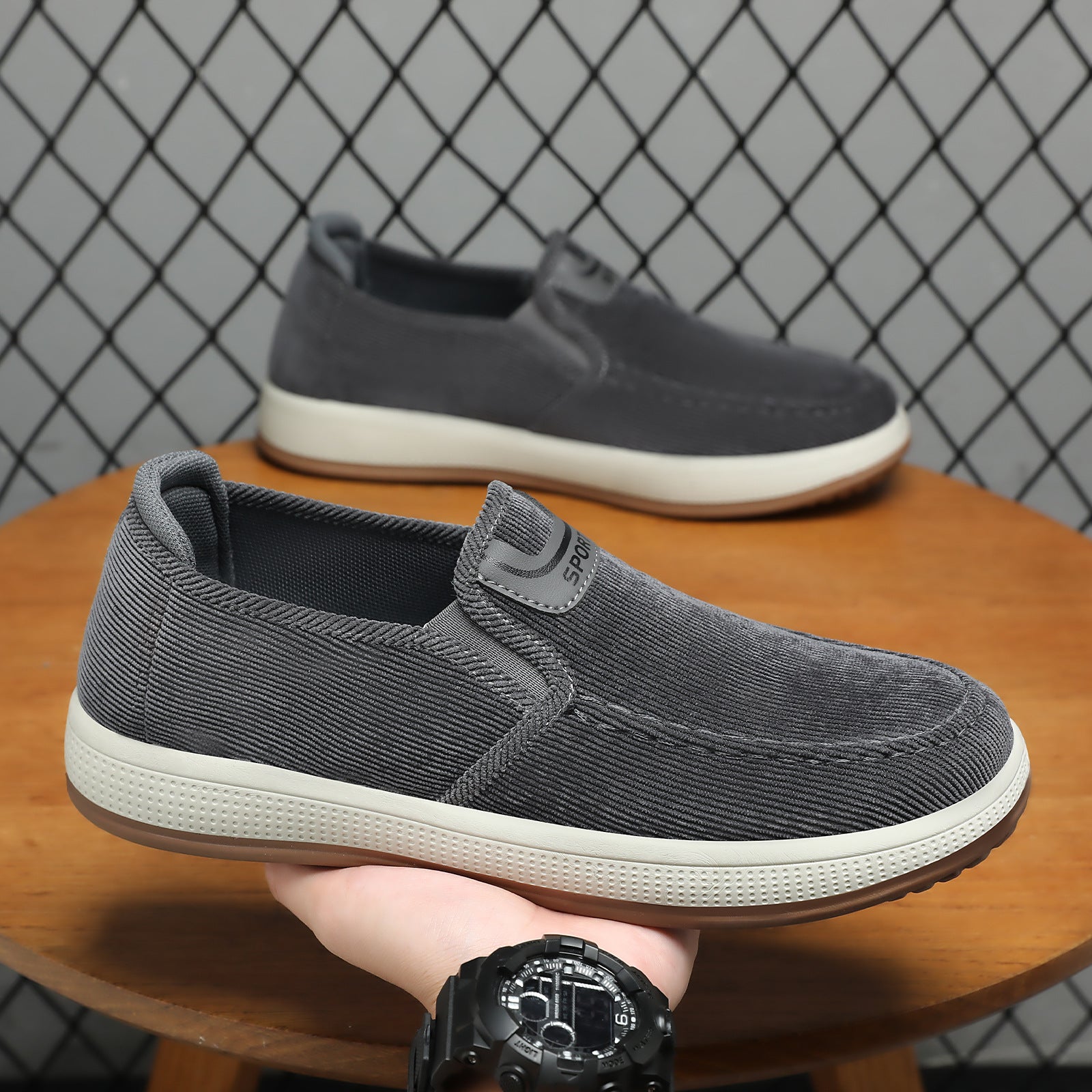 Damen lässige Clogs aus cordartigem Material R&B