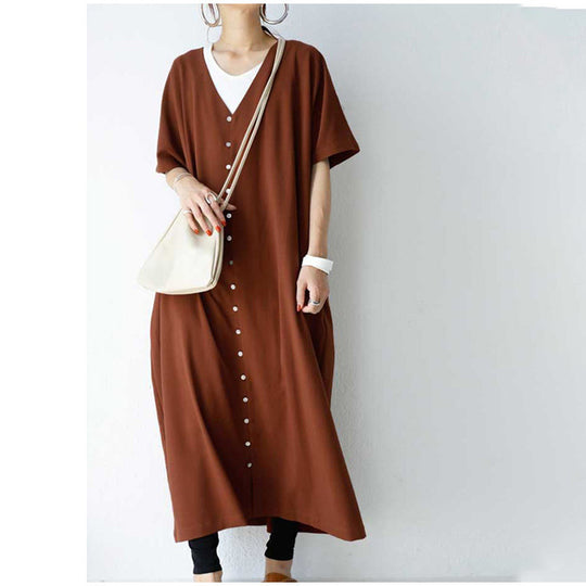 Frauen Langes Knopf-up Maxi Kleid R&B