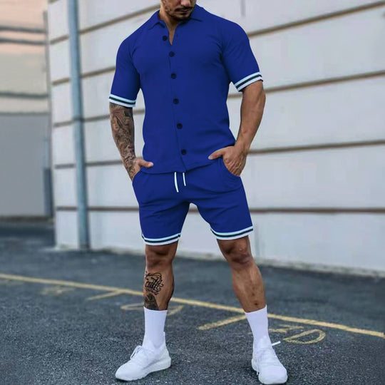Herren Freizeit-Set mit modernem Kurzarm-Hemd und Short Heidi-Mode