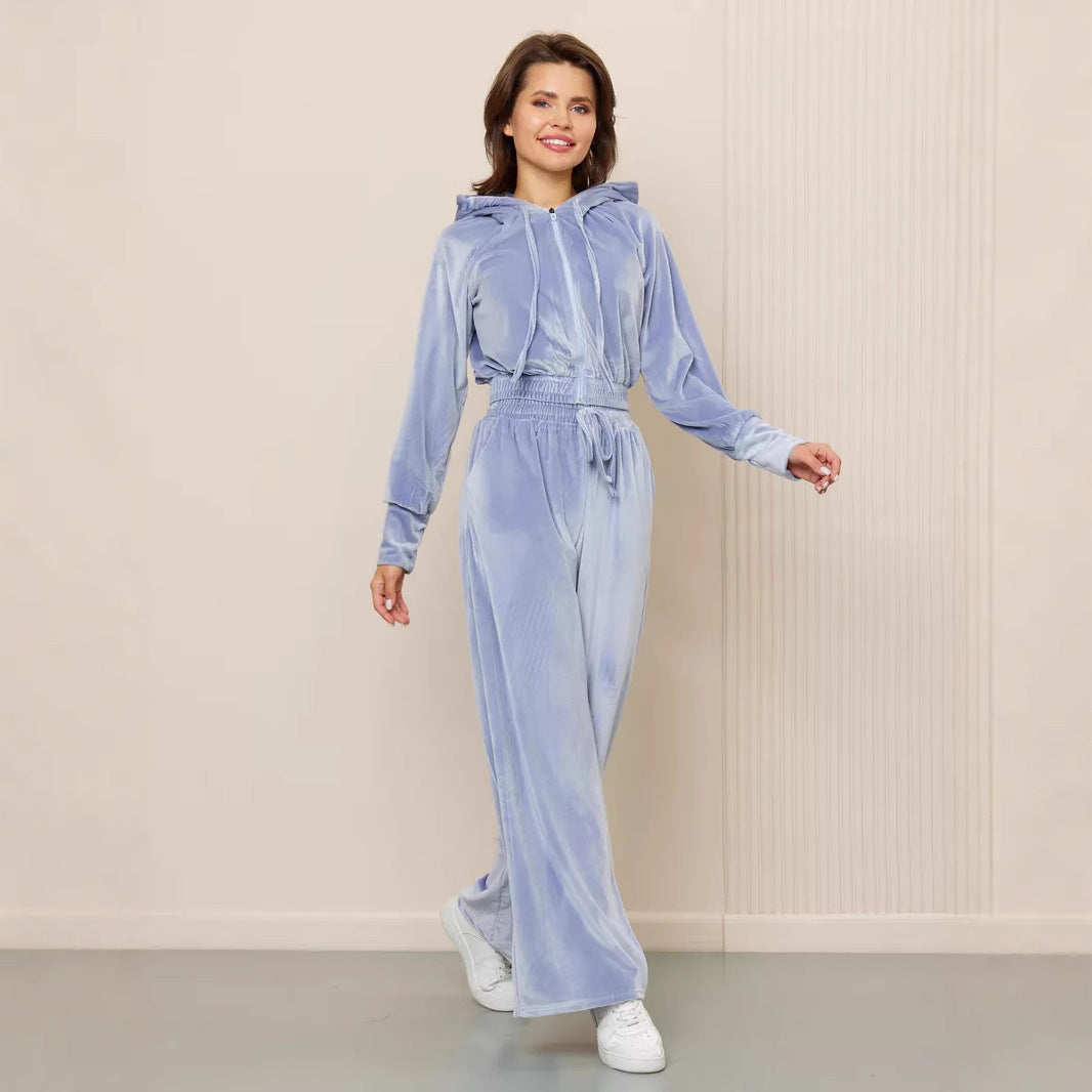 Damen Luxuriöses Fleece-Loungewear-Set mit Kapuze und lockerer Passform R&B