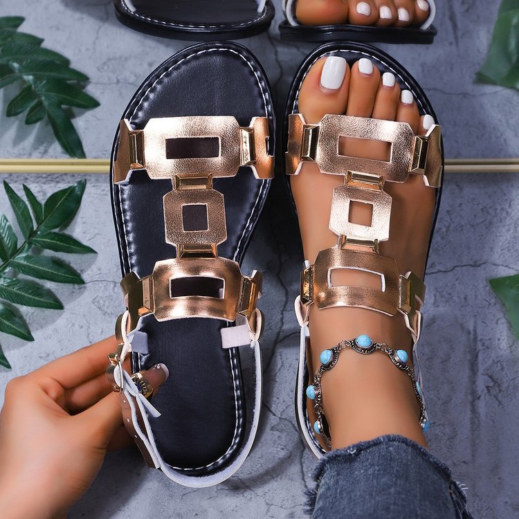 Damen Riemensandalen mit modischen geometrischen Applikationen und komfortablem Fußbett R&B