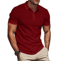 Herren nan elegantes Struktur-Poloshirt mit Kentkragen, kurzer Knopfleiste und atmungsaktivem Stretchjersey R&B