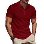 Herren nan elegantes Struktur-Poloshirt mit Kentkragen, kurzer Knopfleiste und atmungsaktivem Stretchjersey R&B