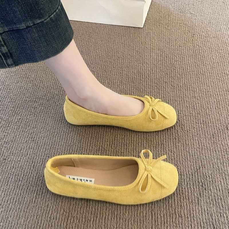 Damen elegante Ballerinas mit schimmernder Oberfläche und zarter Schleifen-Applikation R&B