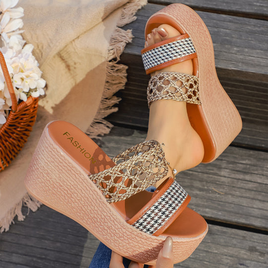 Damen Wedge-Sandalen mit geflochtenem Riemen und rutschfester Sohle R&B