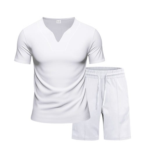 Herren Sportanzug mit V-Ausschnitt und elastischem Bund R&B