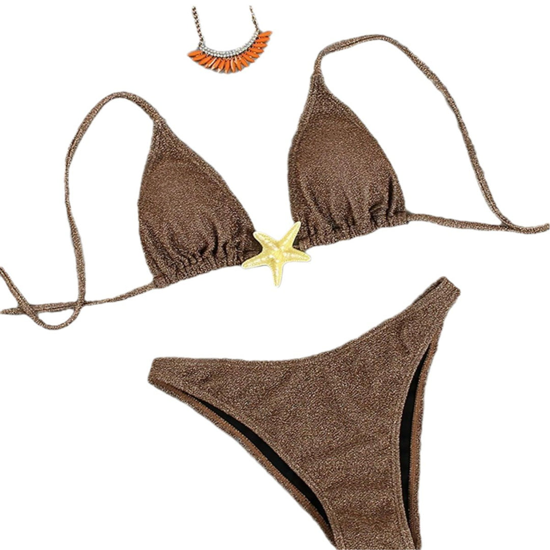 Damen Triangel-Bikini mit funkelndem Glitzereffekt und charmantem Stern-Detail R&B