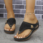Damen Komfortable Zehentrenner-Sandalen mit modischem Verzierungsdetail R&B