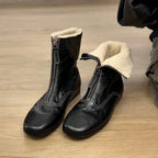 Damen gefütterte Winterstiefel mit modischem Reißverschluss und kuscheligem Kragen R&B