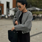 Damen modische kurz geschnittene Jacke mit voluminösen Ärmeln