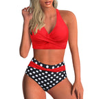 Damen Hochtailliertes Bikini-Set mit modischem Wickeloberteil R&B