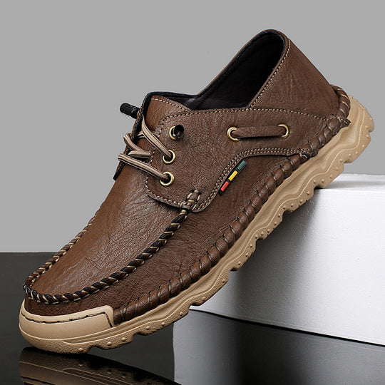 Herren Freizeit-Leder-Sneaker mit handgenähter Verarbeitung R&B
