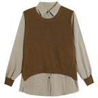 Damen Strickpullover mit einzigartiger Layered-Optik und feiner Struktur R&B