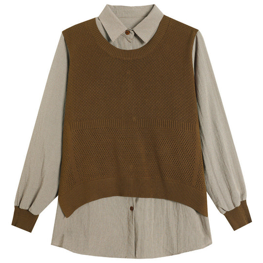 Damen Strickpullover mit einzigartiger Layered-Optik und feiner Struktur R&B