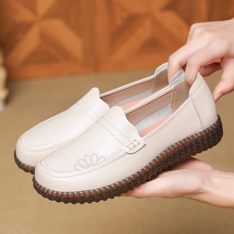 Damen Mokassins aus hochwertigem Leder mit rutschfester Sohle und elastischen Einsätzen R&B