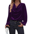 Damen Elegantes ViskosR&Bluse mit Wasserfallausschnitt R&B