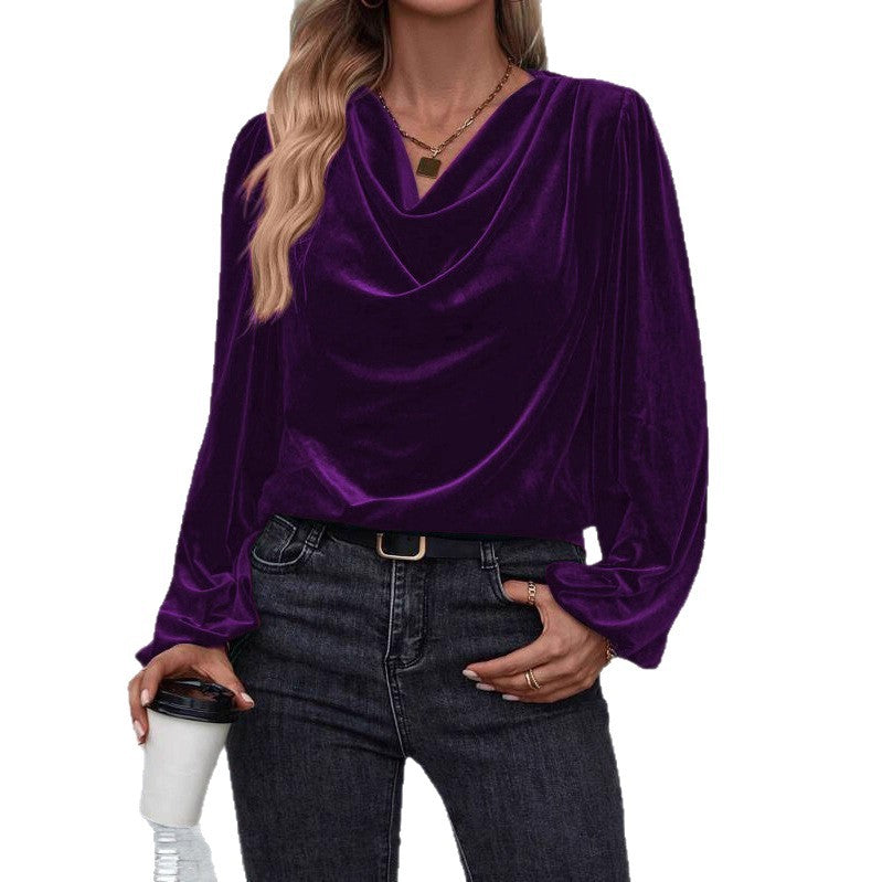 Damen Elegantes ViskosR&Bluse mit Wasserfallausschnitt R&B