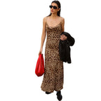 Damen Maxi Kleid mit elegantem Leopardenmuster und schmalen Trägern R&B