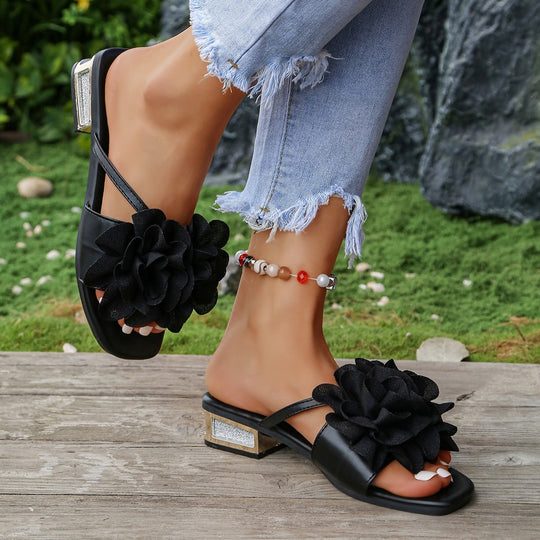 Damen elegante Sling-Sandalen mit floralen Akzenten und komfortablem Fußbett R&B