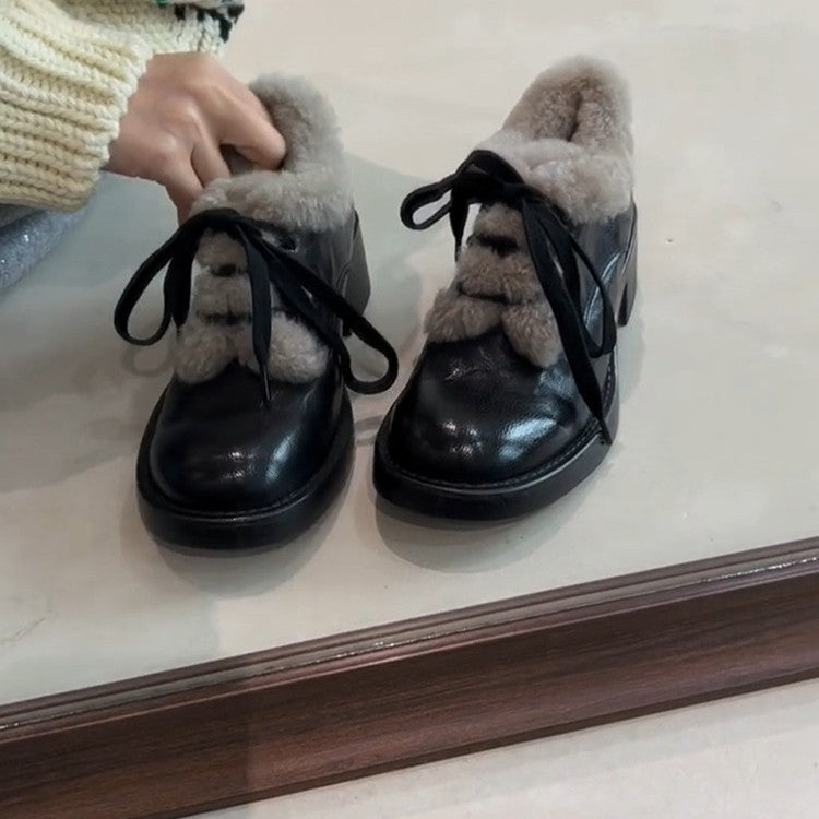 Damen gefütterte Schnürschuhe mit weichem Innenfutter und robustem Profil