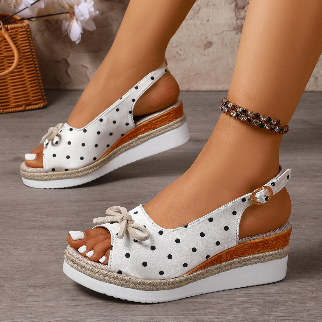 Damen Sling-Sandalen mit elegantem Punktmuster und dekorativer Schleife R&B