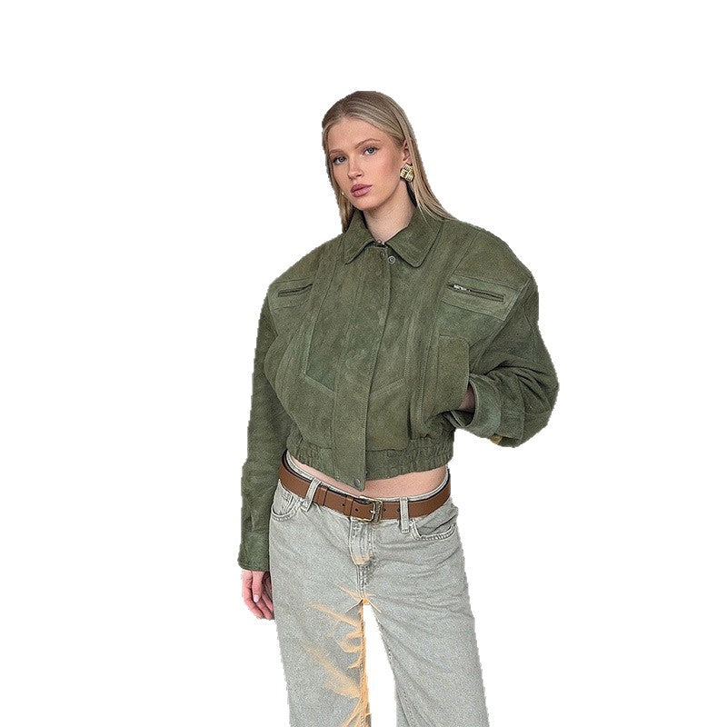 Damen Snacklederjacke mit lässigem Schnitt R&B