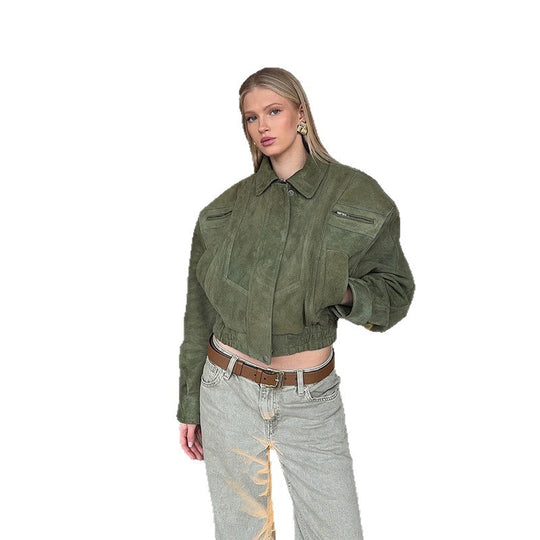 Damen Snacklederjacke mit lässigem Schnitt R&B