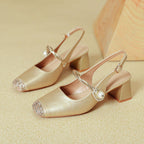 Damen Slingback Pumps mit funkelndem Strass und eleganter Schnalle