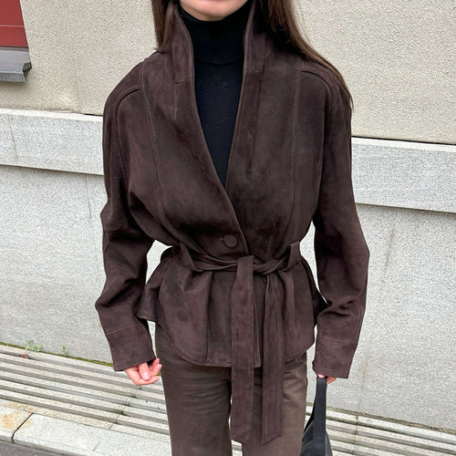 Damen Elegante Wendeblazerjacke aus hochwertigem Wildleder R&B
