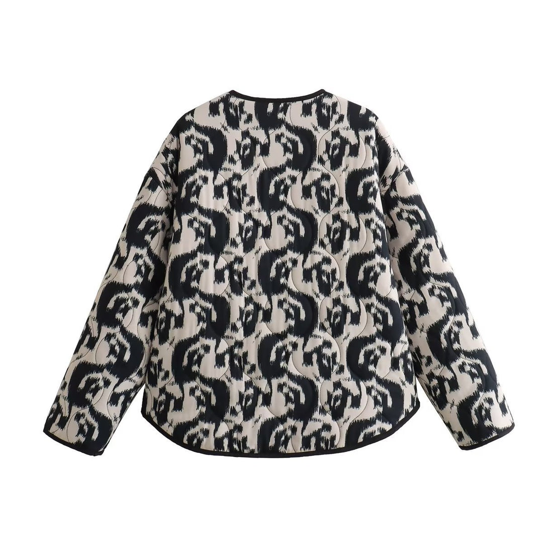 Damen gesteppte Freizeitjacke mit einzigartigem Tiermuster und praktischen Taschen R&B