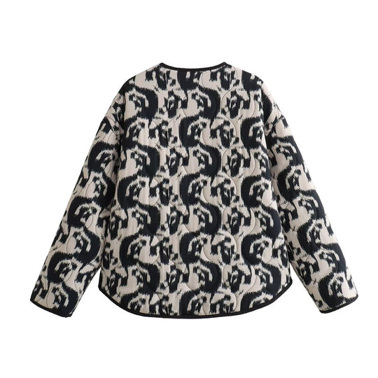 Damen gesteppte Freizeitjacke mit einzigartigem Tiermuster und praktischen Taschen R&B