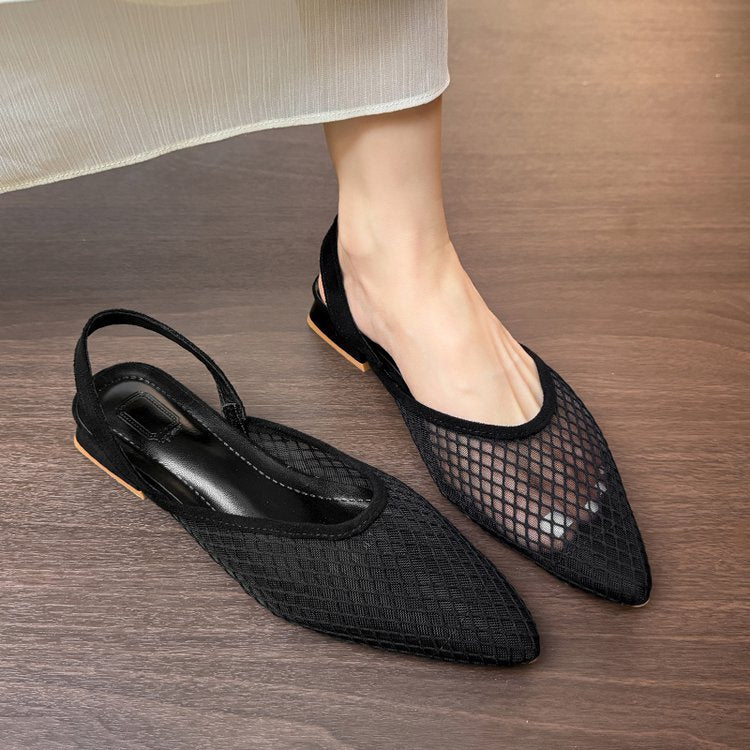 Damen Slingback Ballerinas mit Netzdesign und elegantem Blockabsatz R&B