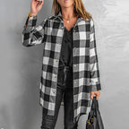 Damen Karierte Overshirtjacke aus weichem Stoff R&B