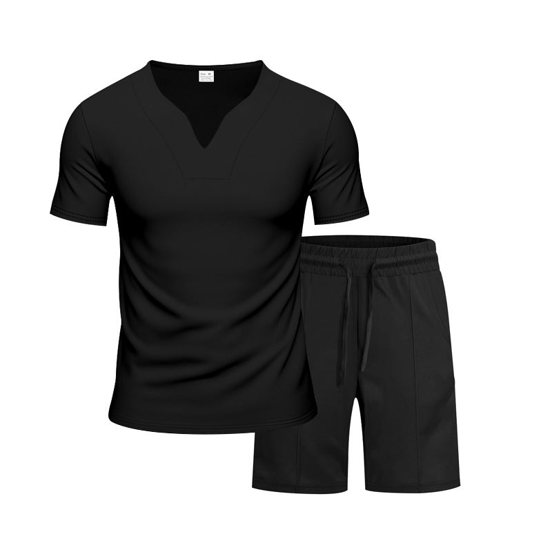 Herren Sportanzug mit V-Ausschnitt und elastischem Bund R&B