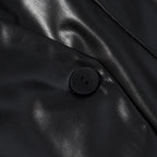 Damen elegante Longblazer aus hochwertigem Kunstleder R&B
