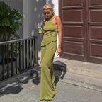 R&B | Halsoberteil Hose mit weitem Bein zweiteiliges Set