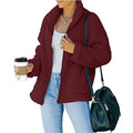Damen kuschelige Fleecejacke mit Oversized-Schnitt und tiefem Kragen R&B