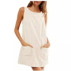 Damen lässiges Jerseykleid mit Taschen und Rundhalsausschnitt R&B