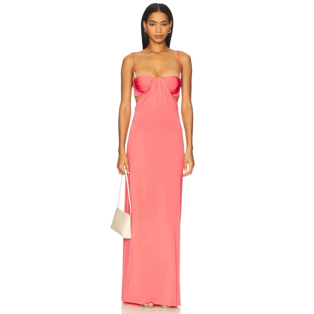 Damen nan Maxikleid mit Bustier-Cups, seitlichen Cut-Outs und feinen Spaghettiträgern R&B