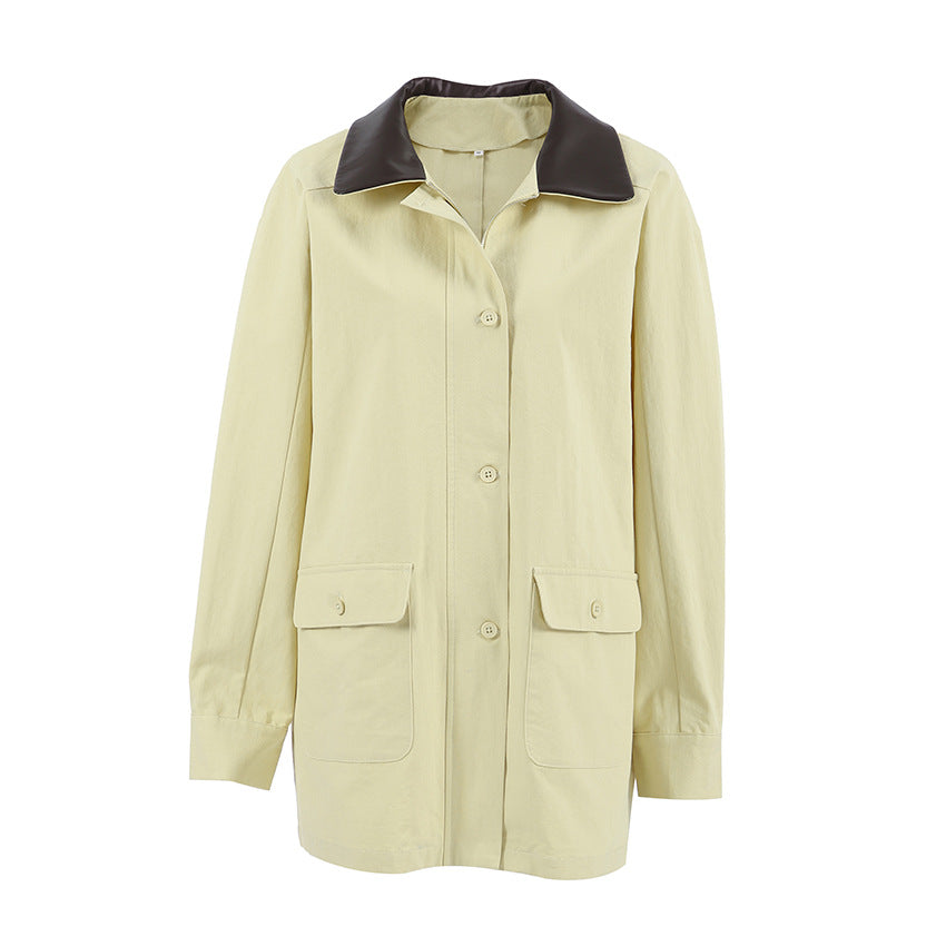 Damen Urbaner Utility-Mantel mit kontrastierendem Kragen und praktischen Taschen R&B