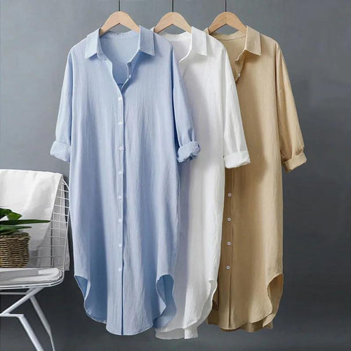 Damen oversized Blusenhemd in lässigem Schnitt mit Knopfleiste R&B