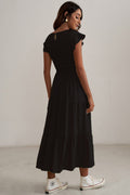 Damen Maxikleid mit voluminösen Rüschen und elastischem Rücken R&B