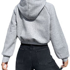 Damen modischer cropped Hoodie mit strukturierter Oberfläche R&B