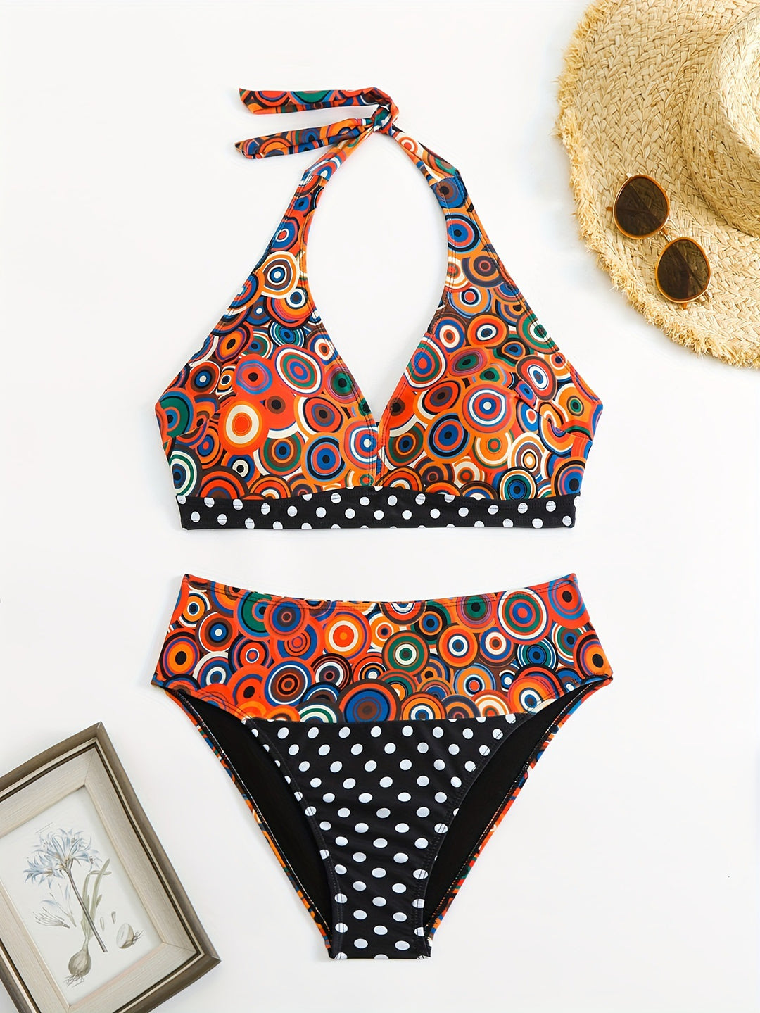 Damen Triangel-Bikini mit modischem Punkten-Design R&B