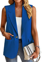 Damen ärmellose Blazerjacke mit Taillenakzenten und praktischen Taschen R&B