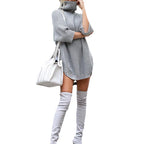 Damen Strickkleid mit hohem Kragen und modischem Oversized-Schnitt R&B