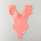 Damen Eleganter Einteiler Badeanzug mit Rüschendetails R&B