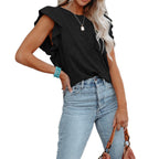 Damen Modische Bluse mit rüschenartigen Ärmeln und lässigem Schnitt R&B