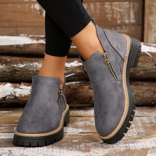 Damen moderne Ankle Boots mit praktischem Reißverschluss und rutschfester Sohle R&B